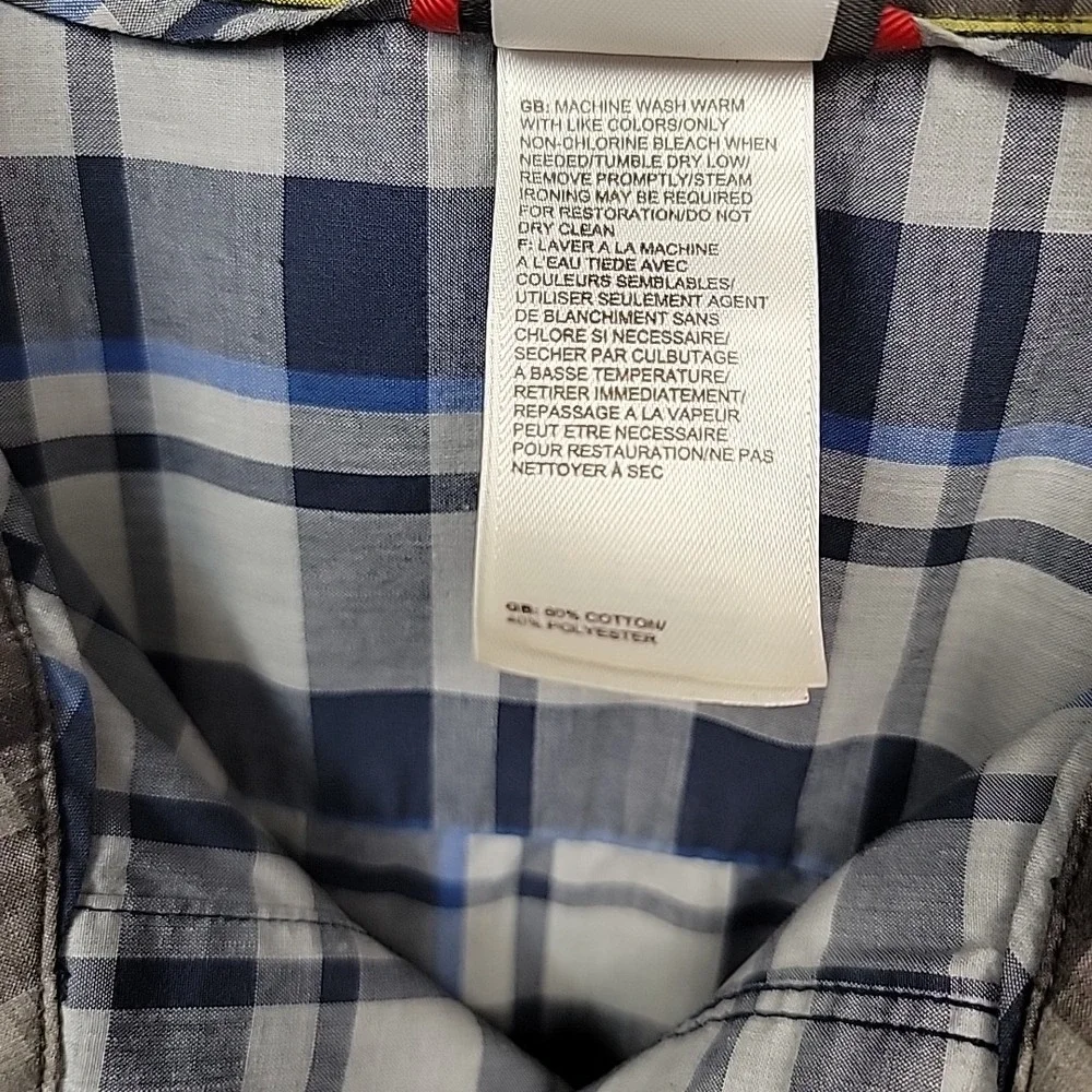 THE NORTH FACE Men's Size L Blue‎ and Gray Plaid Shirt Short Sleeve Button Down